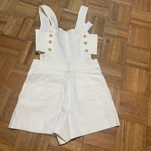 DEREK LAM 10 CROSBY
Maru Button Accent Cutout Romper In Soft White - Picture 2 of 8